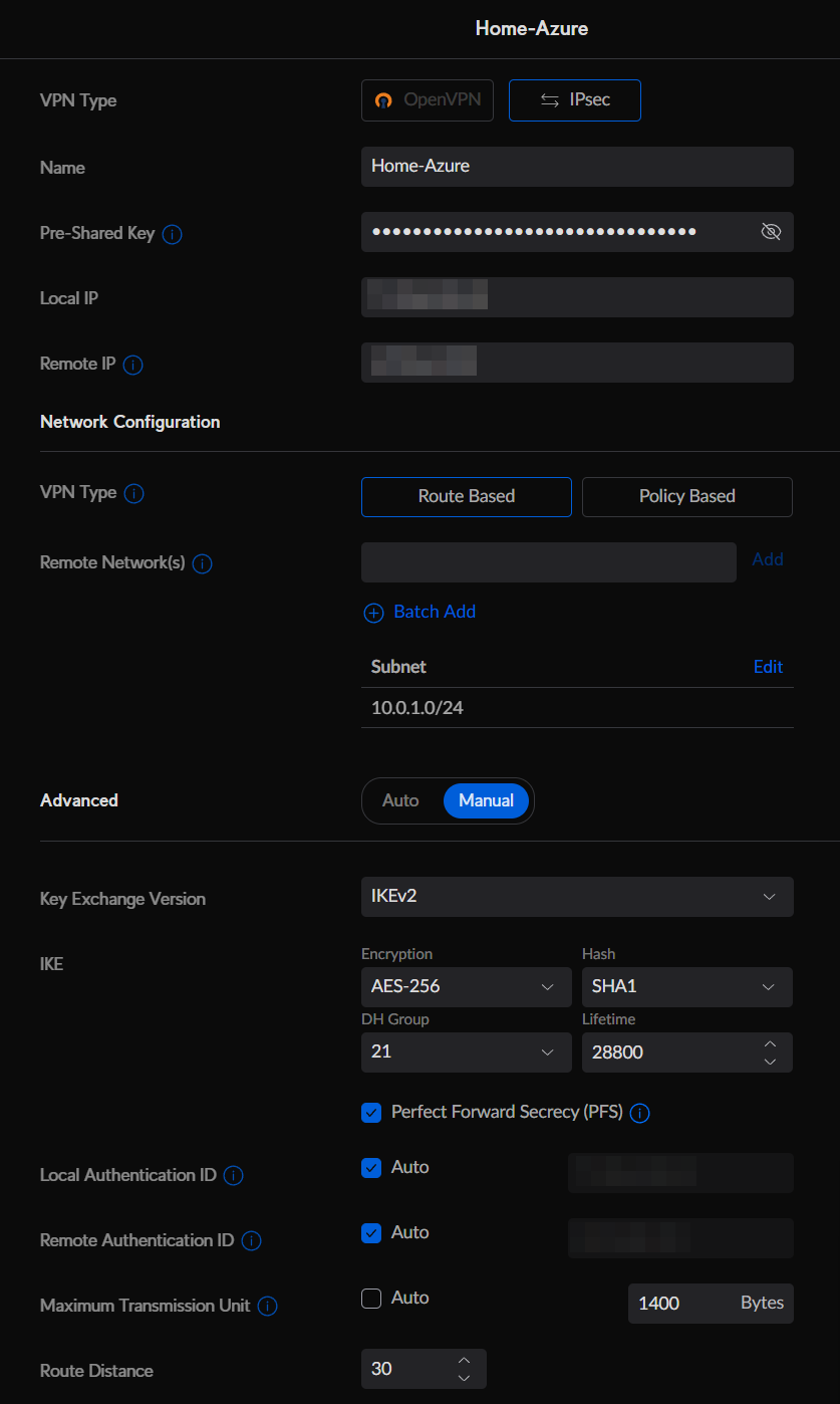 Unifi VPN Settings